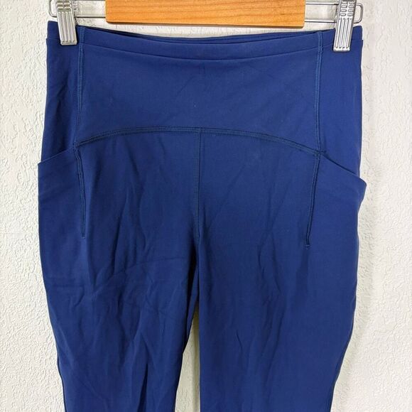 Lululemon Blue High Waisted Reflection Dot Tight Leggings with Side Pockets - Picture 2 of 11